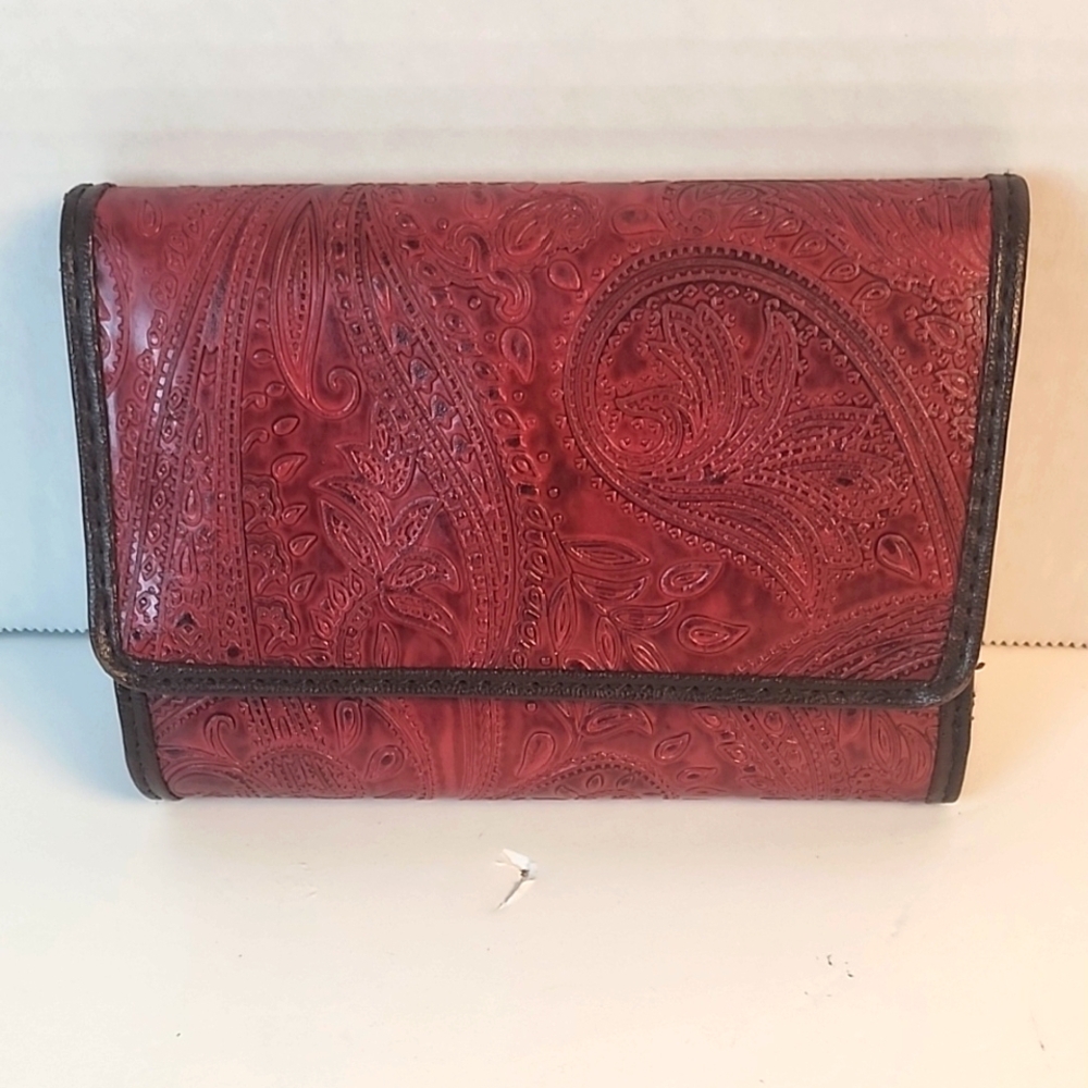 Relic- Dark Red paisley embossed wallet